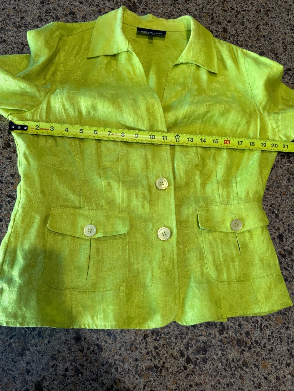 Jones New York Bright Lime Green Linen Blend Blazer 10 - Picture 7 of 8